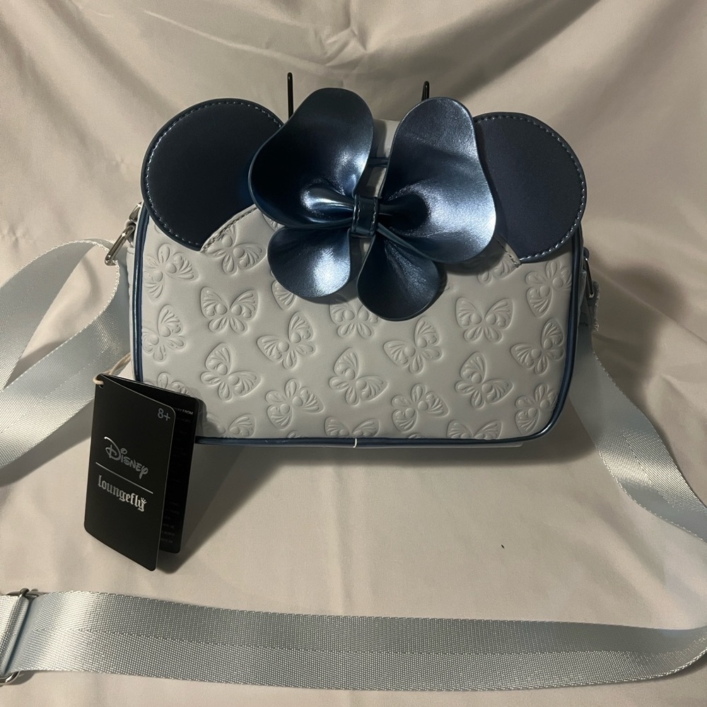 Loungefly Blue and White Crossbody Bag with Bow